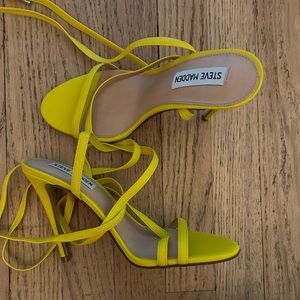 yellow strap up heels steve madden